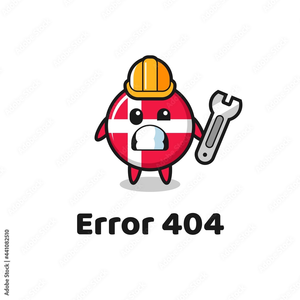 error 404 with the cute denmark flag badge mascot error 404 with the cute denmark flag badge mascot