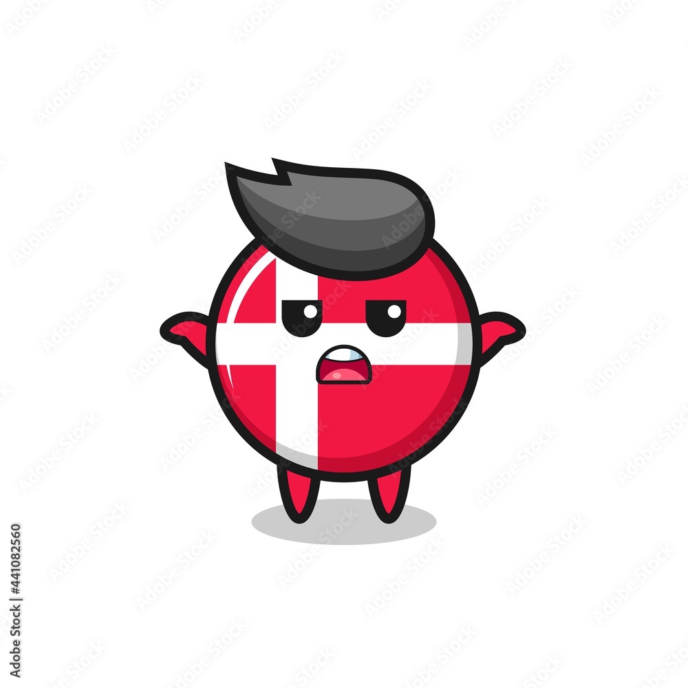 denmark flag badge mascot character saying I do not know denmark flag badge mascot character saying I do not know