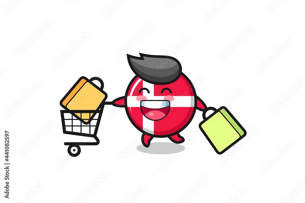 black Friday illustration with cute denmark flag badge mascot black Friday illustration with cute denmark flag badge mascot