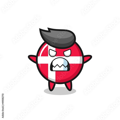 wrathful expression of the denmark flag badge mascot character
