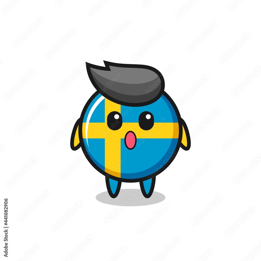 the amazed expression of the sweden flag badge cartoon