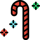 candy cane color outline icon