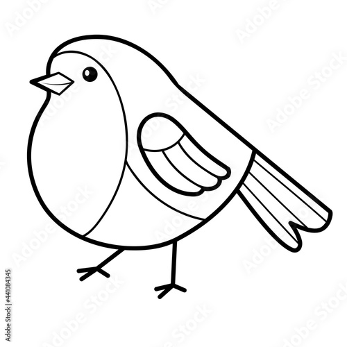 Christmas coloring book or page. Bird black and white vector illustration