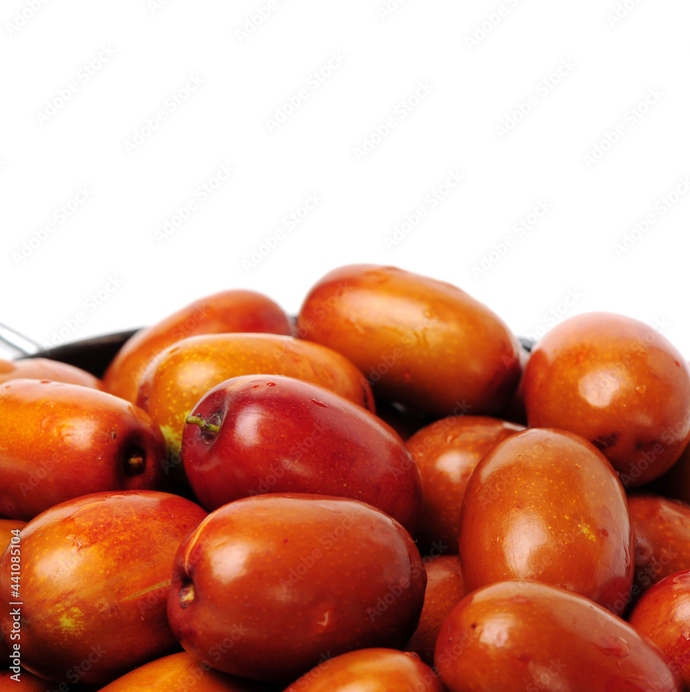 chinese jujubes on white background chinese jujubes on white background