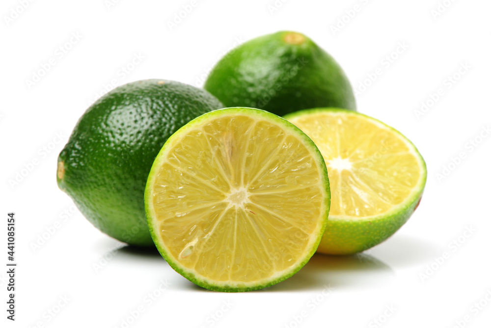 Fresh lemon on white background