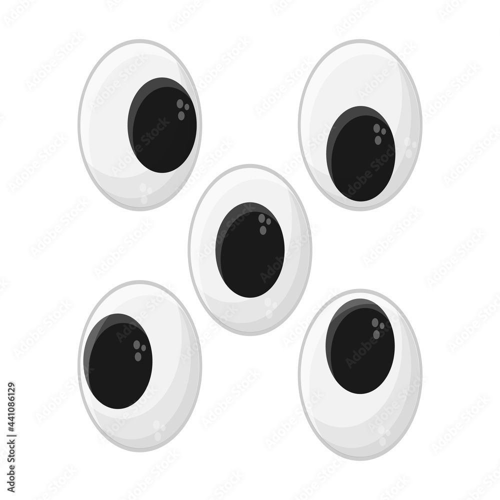 Cute oval plastic eyes for toys, dolls. Eyeballs vector cartoon set isolated on white background. Cute oval plastic eyes for toys, dolls. Eyeballs vector cartoon set isolated on white background.