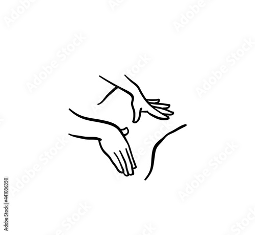 Illustration of a simple hand icon massaging the middle of the waist.