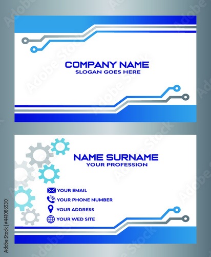 Diseño moderno de tarjetas de visita. Plantilla de diseño de tarjeta de visita de doble cara. inspiración de tarjeta de visita azul