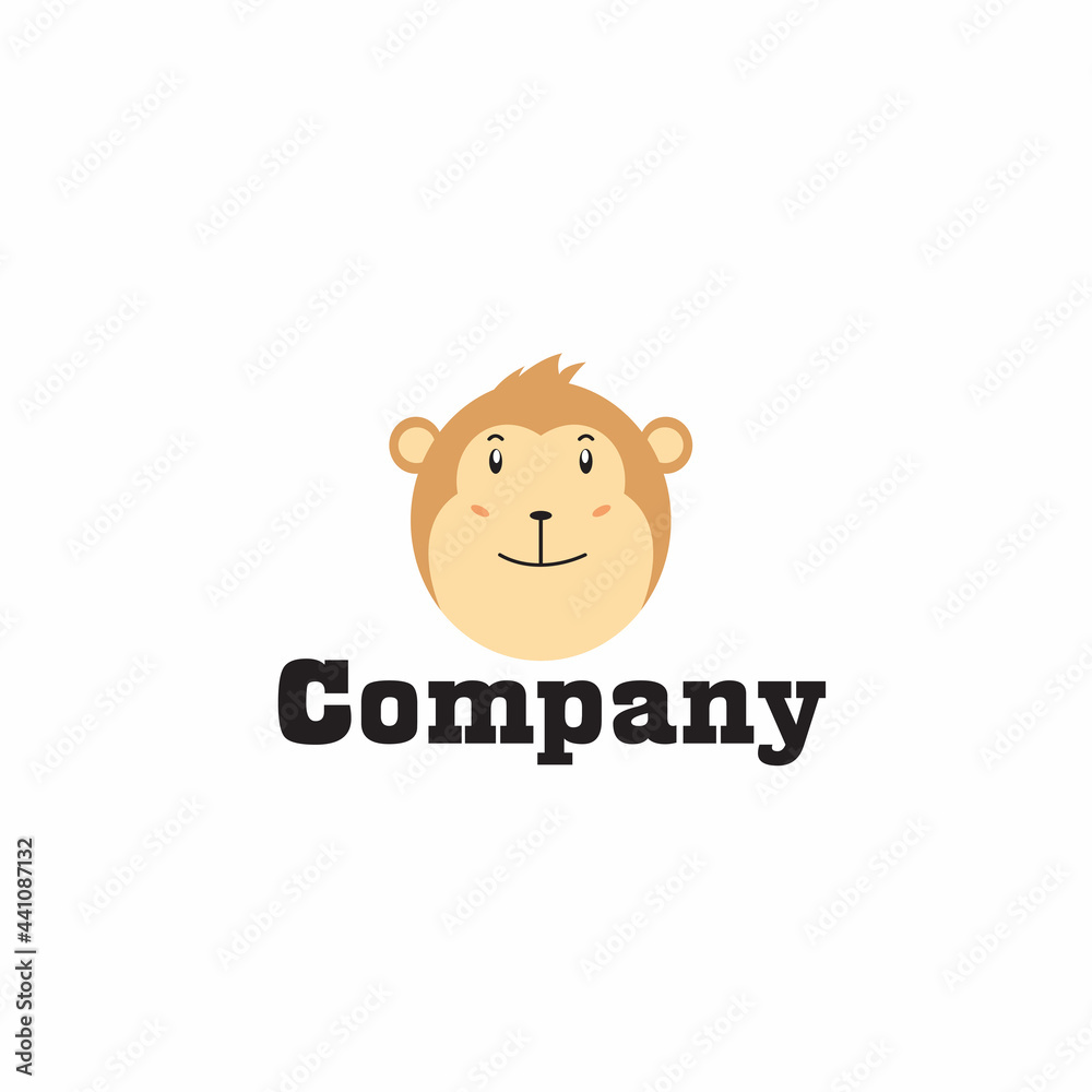 Cute head monkey logo design