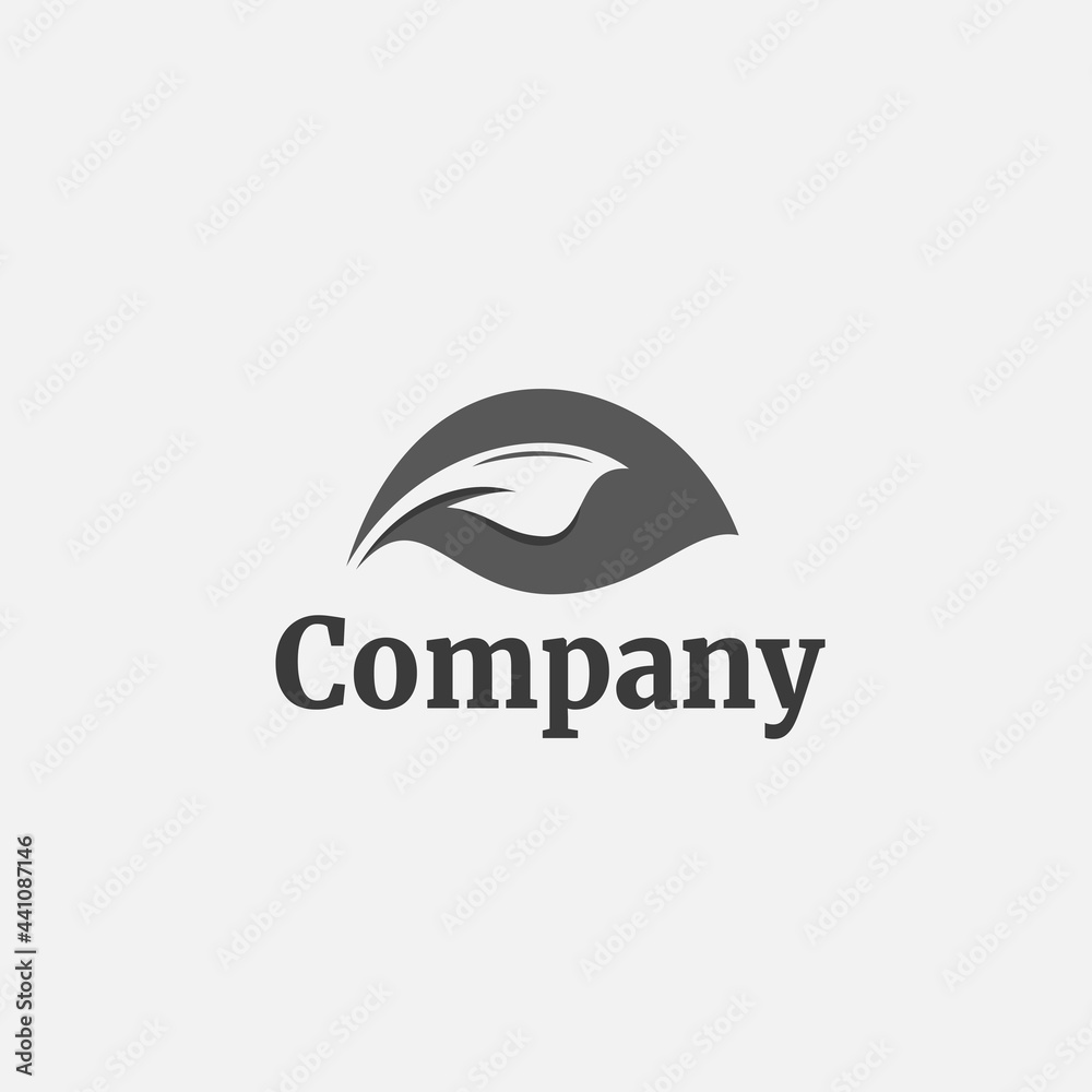 Simple logo template with black leaf Simple logo template with black leaf
