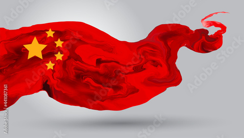 China flag is depicted in liquid watercolor style isolated on white background