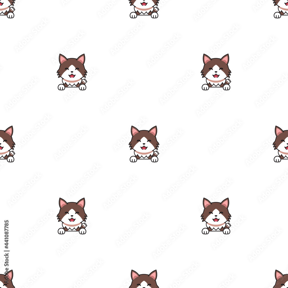 Fototapeta premium Cartoon character ragamuffin cat seamless pattern background for design.