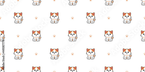 Vector cartoon character exotic shorthair cat seamless pattern background for design.