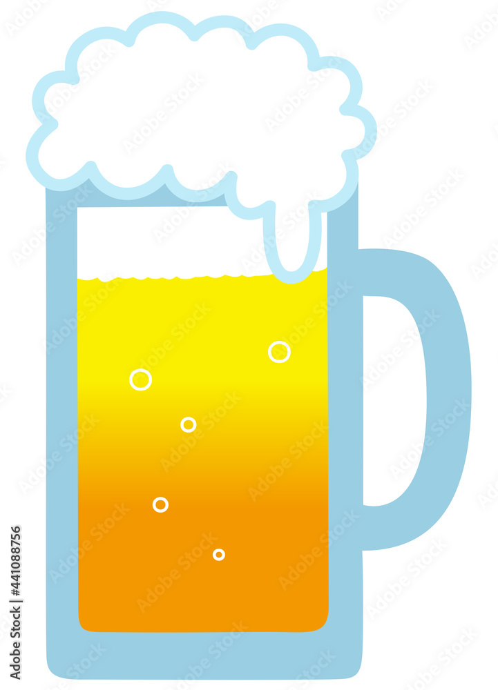 Draft beer with overflowing foam poured into a mug Draft beer with overflowing foam poured into a mug