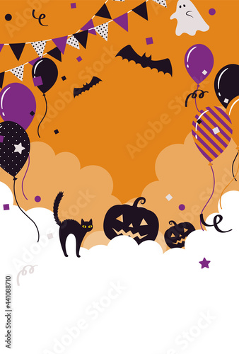 vector background with halloween illustrations for banners, cards, flyers, social media wallpapers, etc.