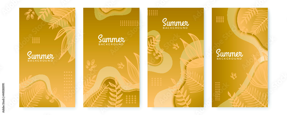 Summer sale organic flat floral template for social media or square flyer. Summer banner with floral decoration set 