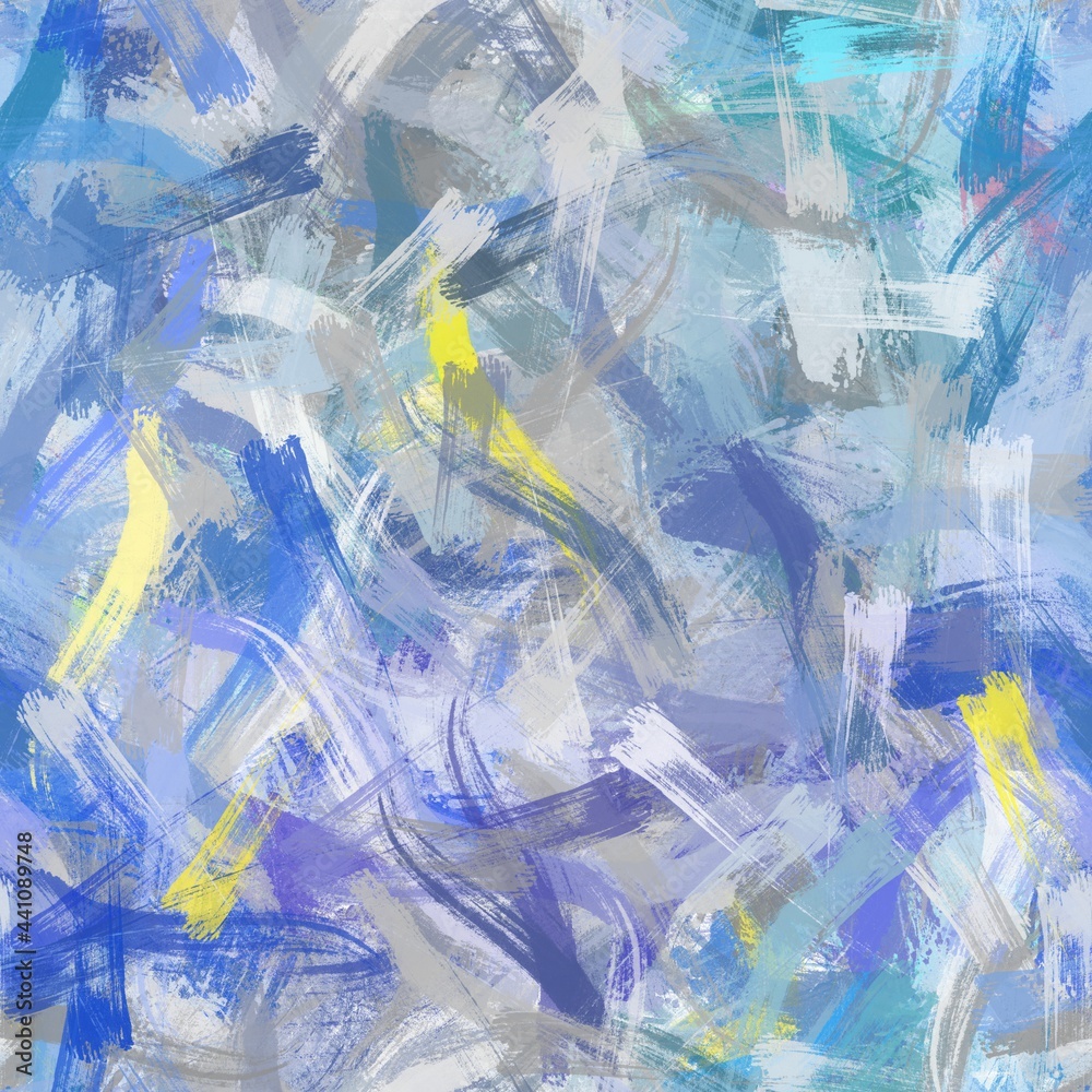 Obraz premium Seamless random faux digital paint stroke pattern print. High quality illustration. Procedural painting with realistic brush strokes in bright trendy colors. Abstract art for surface design and print.
