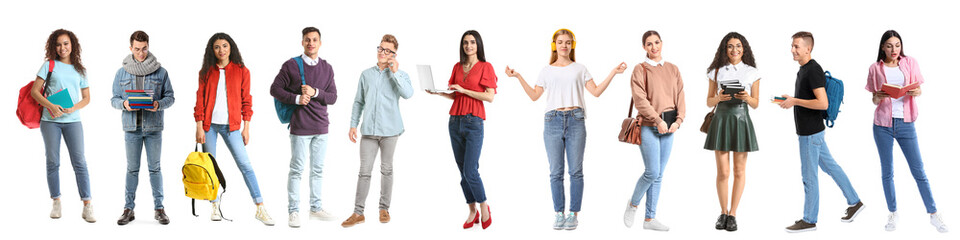 Group of students on white background
