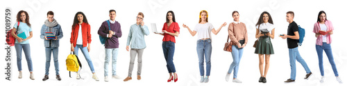Group of students on white background