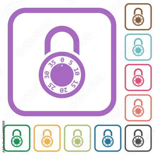 Locked round combination lock simple icons