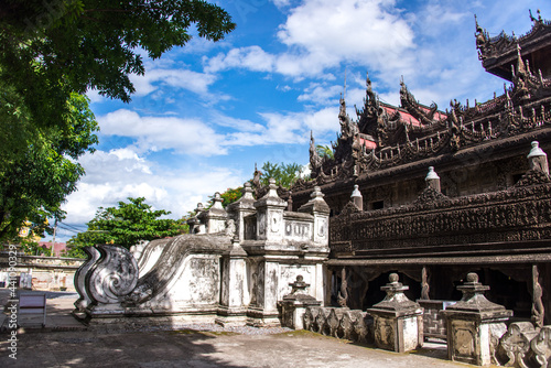 Shwenandaw Kyaung Monastery or Golden Palace Monastery at Mandalay, Myanmar photo