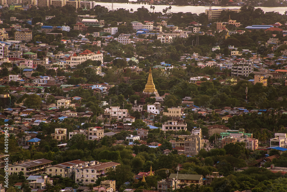 Top view of city from Mandalay hill at Mandalay, Myanmar.