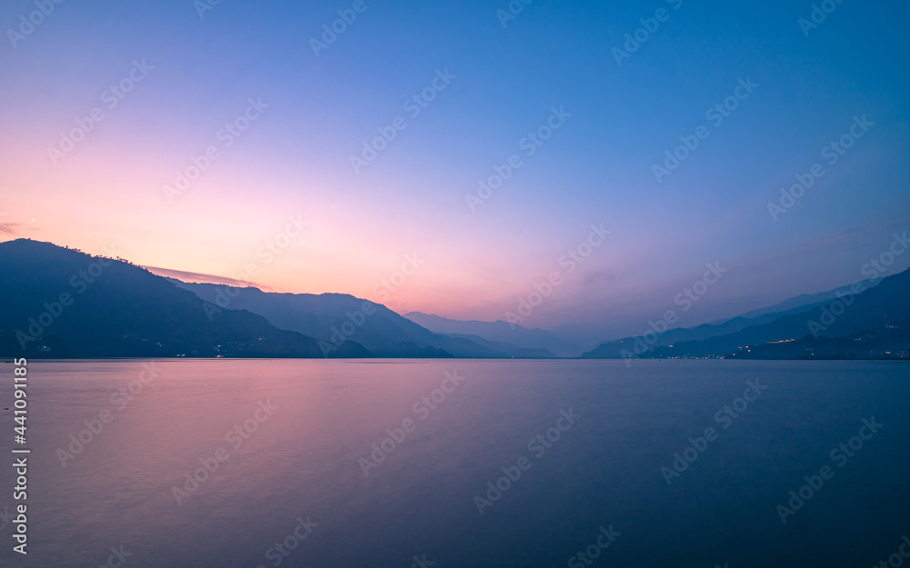 Beautiful Landscape view of Phewa Lake, Pokhara, Nepal.