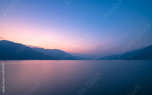 Beautiful Landscape view of Phewa Lake  Pokhara  Nepal.