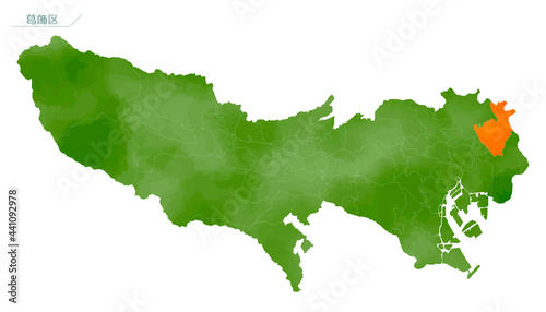 水彩風の地図　東京都　葛飾区