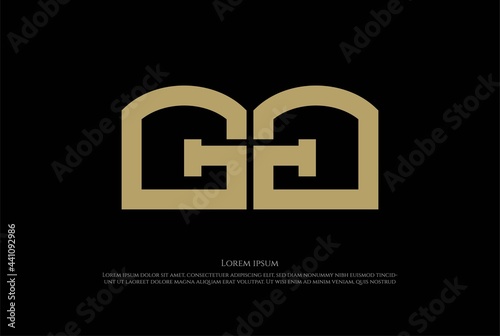 Initial Letter GG Golden Gate Typography Logo Design Vector