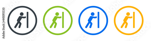 Man pushing wall icon vector illustration.