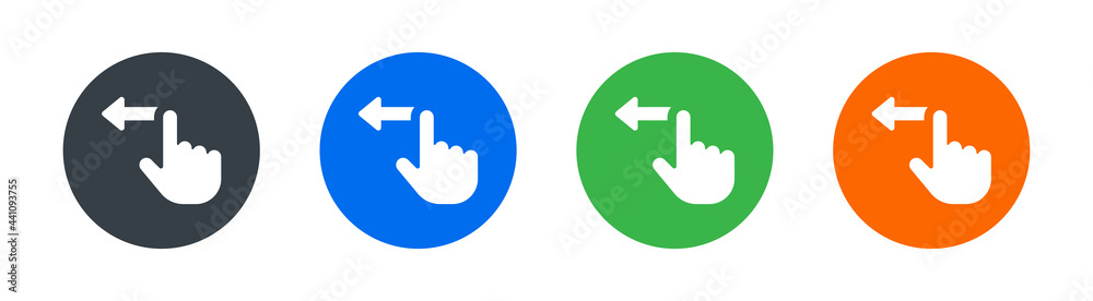 Hand with finger swiping with arrow on the left gesture vector icon. Hand with finger swiping with arrow on the left gesture vector icon.