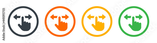 Hand swipe icon, horizontal scroll icon. Screen slide icon, symbol, design. vector illustration .
