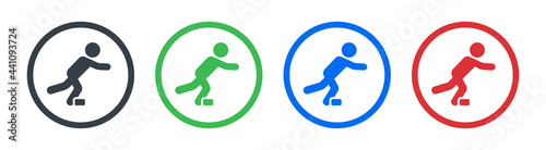 Man tripping over on floor, person stumble and fall down symbol illustration.