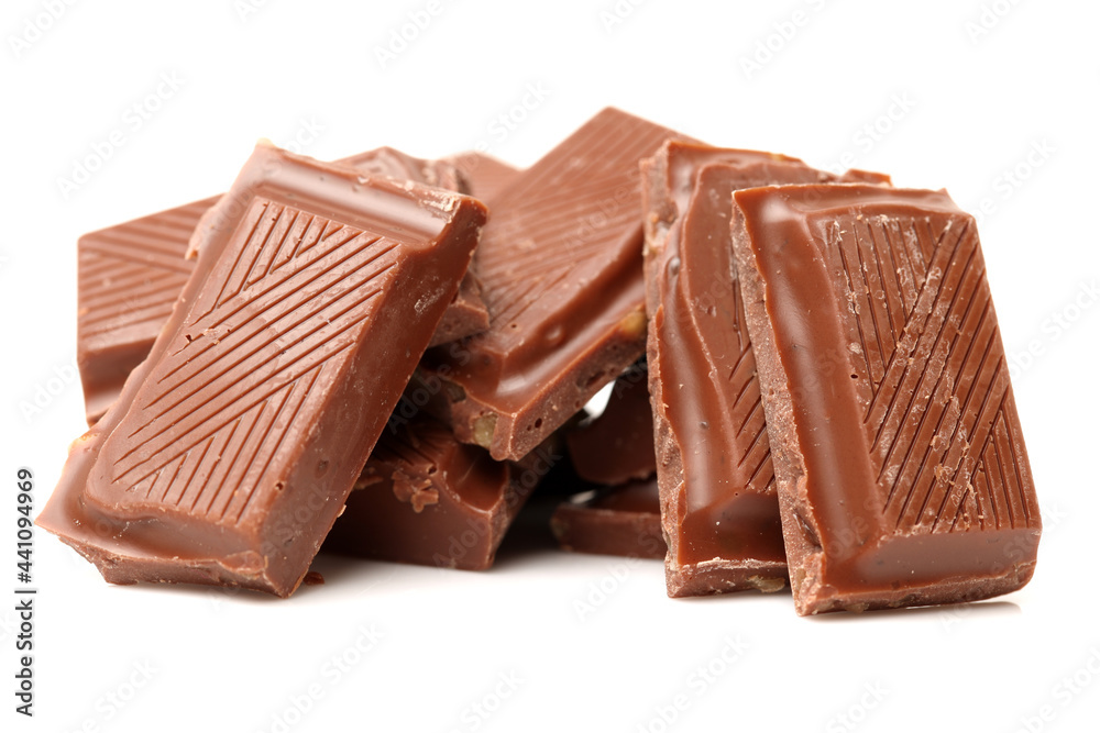 stack of chocolate on white background
