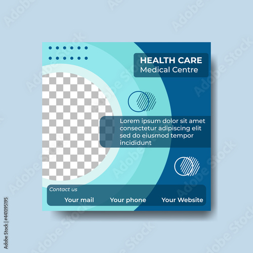 Modern and creative health care social media post template concept design.