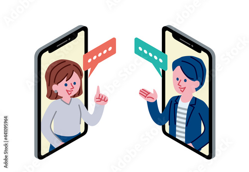 スマホでコミュニケーションを取っている男女