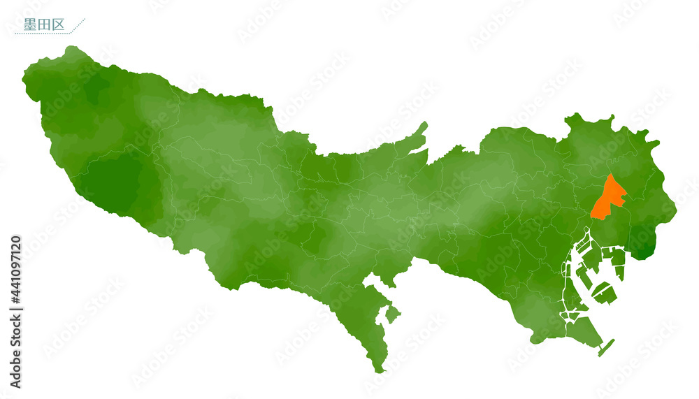 水彩風の地図　東京都　墨田区