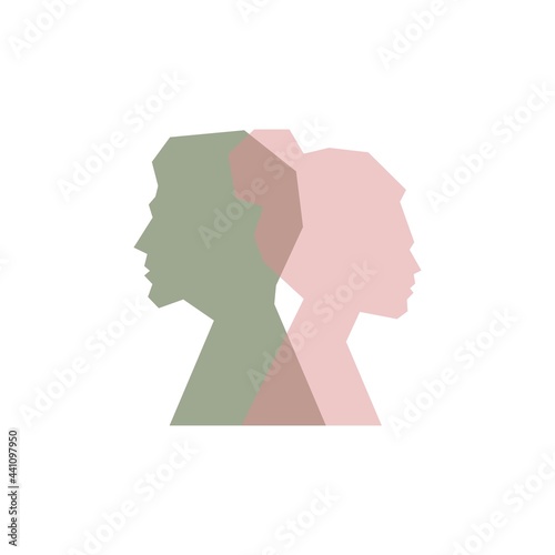 Silhouette of men and women who quarrel and turn their backs color icon. Psychology. Divorce of a young couple. Isolated symbol for: illustration, outline, logo, design, web, dev, ui. Vector EPS 10