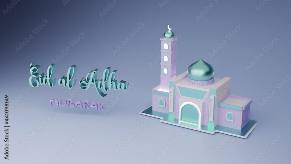 mosque Eid 3d Banner Eid mubarak eid 3d banner 3d ran raring project light color...