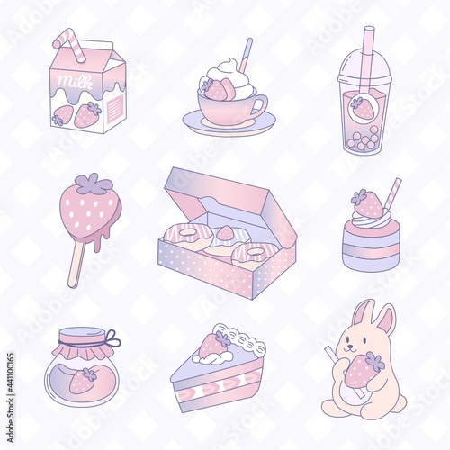 Cute pastel stationery sticker desserts collection for diary, journal, planner and organizer 