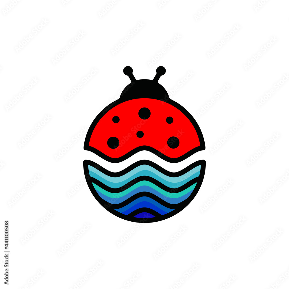 Dual Meaning Logo Design Combination of Bug Insect and Wave Water Dual Meaning Logo Design Combination of Bug Insect and Wave Water