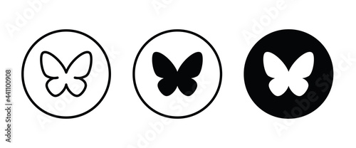 butterfly icon button, vector, sign, symbol, logo, illustration, editable stroke, flat design style isolated on white linear pictogram photo