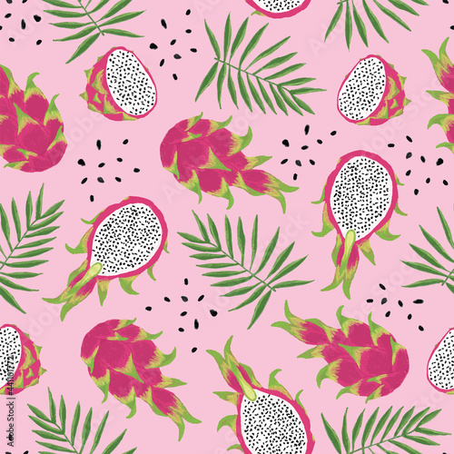 Dragon fruit seamless illustration pattern