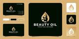 creative female beauty oil logo template and business card design
