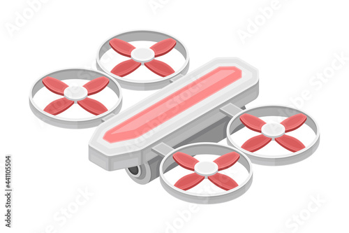 Pilotless Drone as Aerial Vehicle with Remote Control Isometric Vector Illustration