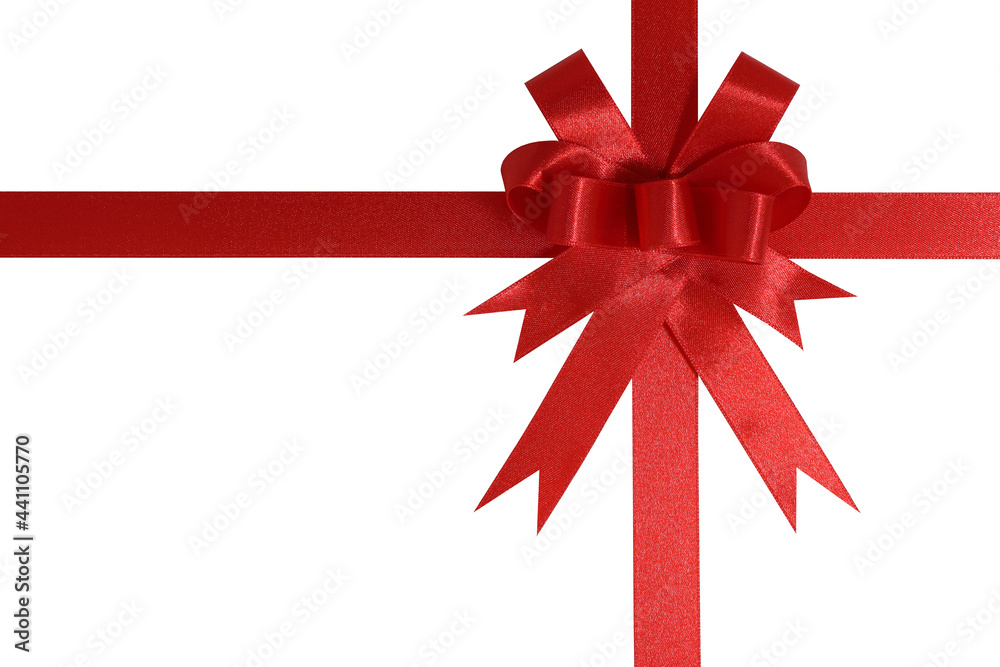 Close-up view of red ribbon bow isolated on white background Close-up view of red ribbon bow isolated on white background