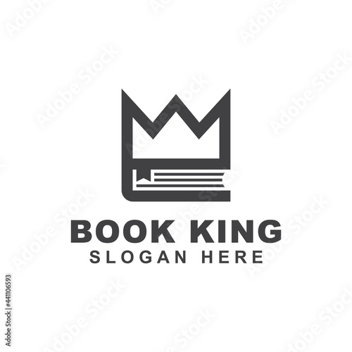 line art book kings library, education, book store logo design