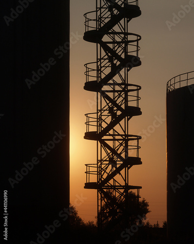 Telecommunication tower on sky background