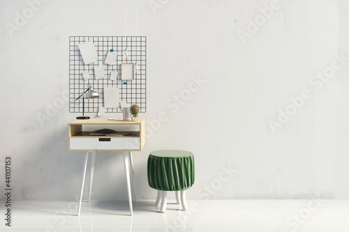Iinterior design in contemporary style. Mock up wall. 3D illustration. © abraca_da